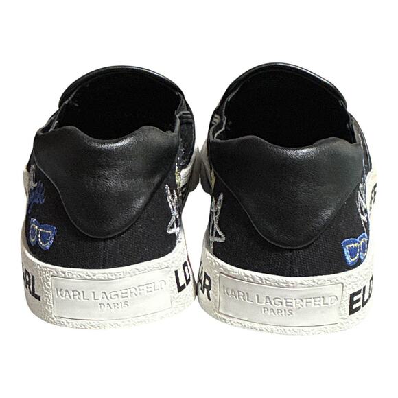 Karl Lagerfeld Embroidered Slip-On Shoes - Graffiti Print, Size 8.5 - Picture 6 of 7